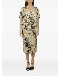 Semicouture - Floral-Print Midi Dress - Lyst