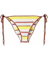 Ganni - Striped Crochet Bikini Bottoms - Lyst