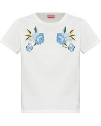 KENZO - Floral-Embroidered T-Shirt - Lyst