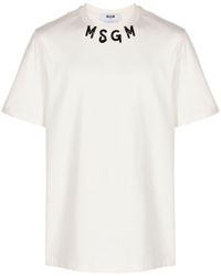 MSGM - Logo-print Cotton T-shirt - Lyst