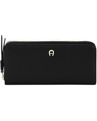 Aigner - Paola Logo-Plaque Pebbled-Leather Wallet - Lyst