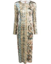 Pierre Louis Mascia - Mix-print Long-sleeved Fitted Dress - Lyst