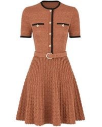 Self-Portrait - Pointelle Knit Mini Dress - Lyst