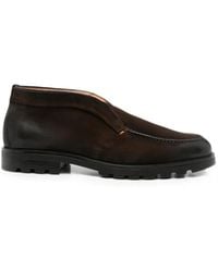 Santoni - Round-Toe Leather Loafers - Lyst