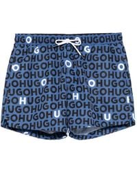 HUGO - Logo-Printed Swim Shorts - Lyst