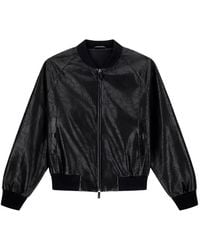 Giorgio Armani - Perforated-Paisley Leather Bomber Jacket - Lyst