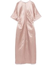 Loulou de Saison - Midi-Jurk Met Gesmockt Detail - Lyst