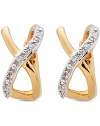 Monica Vinader - Riva Crossover Diamond Huggie Earrings - Lyst