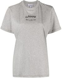 Ganni - Logo Organic Cotton T-Shirt - Lyst