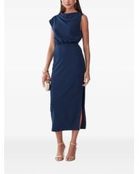 ST MRLO - Cowl-Neck Side-Slit Midi Dress - Lyst
