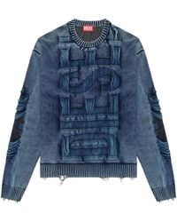 DIESEL - Destroyed Jumper With Floating Yarn Logo - Lyst