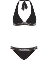 Dolce & Gabbana - Logo-tape Halterneck Bikini - Lyst