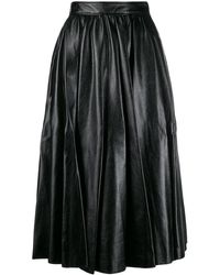 MSGM Falda a media pierna con pliegues - Negro