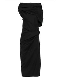 Entire studios - Drapiertes Molded Midikleid mit Wasserfallkragen - Lyst