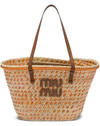 Miu Miu - Palmetto Logo-appliqué Tote Bag - Lyst