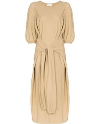 Lemaire - Knotted-front Draped Midi Dress - Lyst