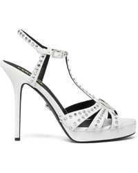 Versace - Sandalias V De Piel Con Apliques Y Tacón De 115 Mm - Lyst