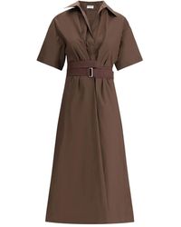 Brunello Cucinelli - Abito Midi Con Cintura - Lyst