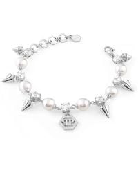 Philipp Plein - Bracelet À Perles Et Clous Pyramidaux - Lyst