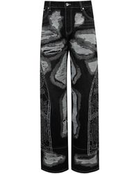 Who Decides War - Embroidered-design Wide-leg Jeans - Lyst