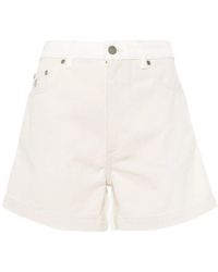 Stella McCartney - Neutral High Rise Denim Cotton Shorts - Lyst