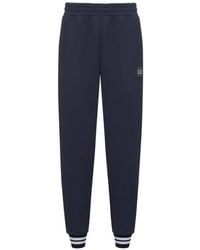 EA7 - Logo-Print Striped-Cuff Track Pants - Lyst