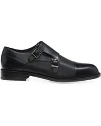BOSS - Double Monk-Schuhe Aus Leder Mit Perforiertem Detail - Lyst
