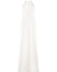 Zimmermann Scalloped Crepe Halter Jumpsuit - White