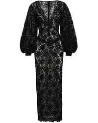 Nissa - Abito Midi Con Paillettes E Pizzo - Lyst