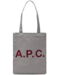 A.P.C. - Logo-Print Striped-Pattern Tote Bag - Lyst