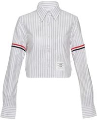 Thom Browne - Striped Cropped Shirt - Lyst