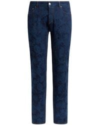 Etro - Regular-Fit Jeans Van Katoen Jacquard Denim Met Bloemenmotief - Lyst
