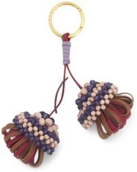 Marni - And Leather Keyring With Wooden Bead Detail - Lyst