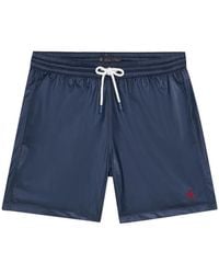 Brooks Brothers - Logo-Embroidered Swim Shorts - Lyst