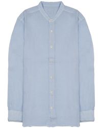 120% Lino - Band-Collar Linen Shirt - Lyst