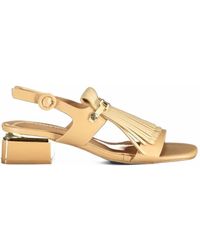 Laura Biagiotti - Fringe-Detail Logo-Plaque Sandals - Lyst