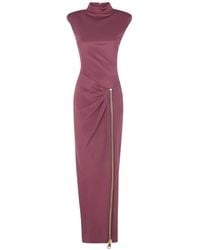 Balmain - Robe Froncée À Détails De Zips - Lyst