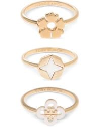 Tory Burch - Charm-Embellished Ring (Set Of Three) - Lyst