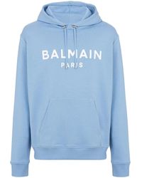 Balmain - Logo-Print Organic Cotton Hoodie - Lyst