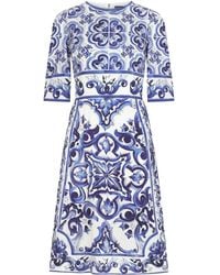 Dolce & Gabbana - Printed Midi Dress - Lyst