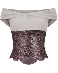 Gemy Maalouf - Metallic Guipure-Lace Off-The-Shoulder Top - Lyst
