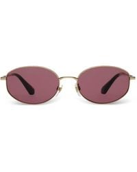 Burberry - Lunettes De Soleil Ovales Check En Métal - Lyst