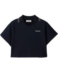 Miu Miu - Cropped Cotton-Fleece Sweatshirt - Lyst