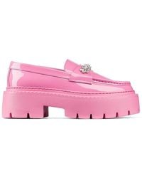 Jimmy Choo - Bryer Crystal Leather Loafers - Lyst