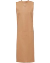 Prada - Vestido Tubo Con Logo Triangular - Lyst