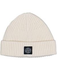 Stone Island - Ribbed Logo-patch Beanie Hat - Lyst