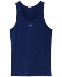 Versace - Embroidered-Logo Ribbed Cotton-Jersey Tank Top - Lyst