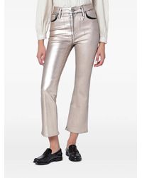 FRAME - Metallic-Effect Cropped Trousers - Lyst