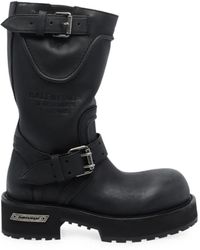 Balenciaga - Venom Buckle-Strap Leather Boots - Lyst