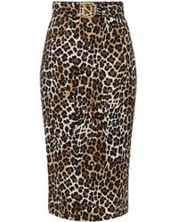 Elisabetta Franchi - Animalier Crêpe Midi-Rok - Lyst